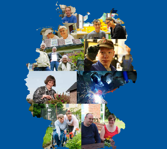 Ein Ausschnitt des Deckblatts des aktuellen Kennzahlenvergleichs mit Bildern von Menschen in den Umrissen einer Deutschlandkarte. Quelle: © BAGüS